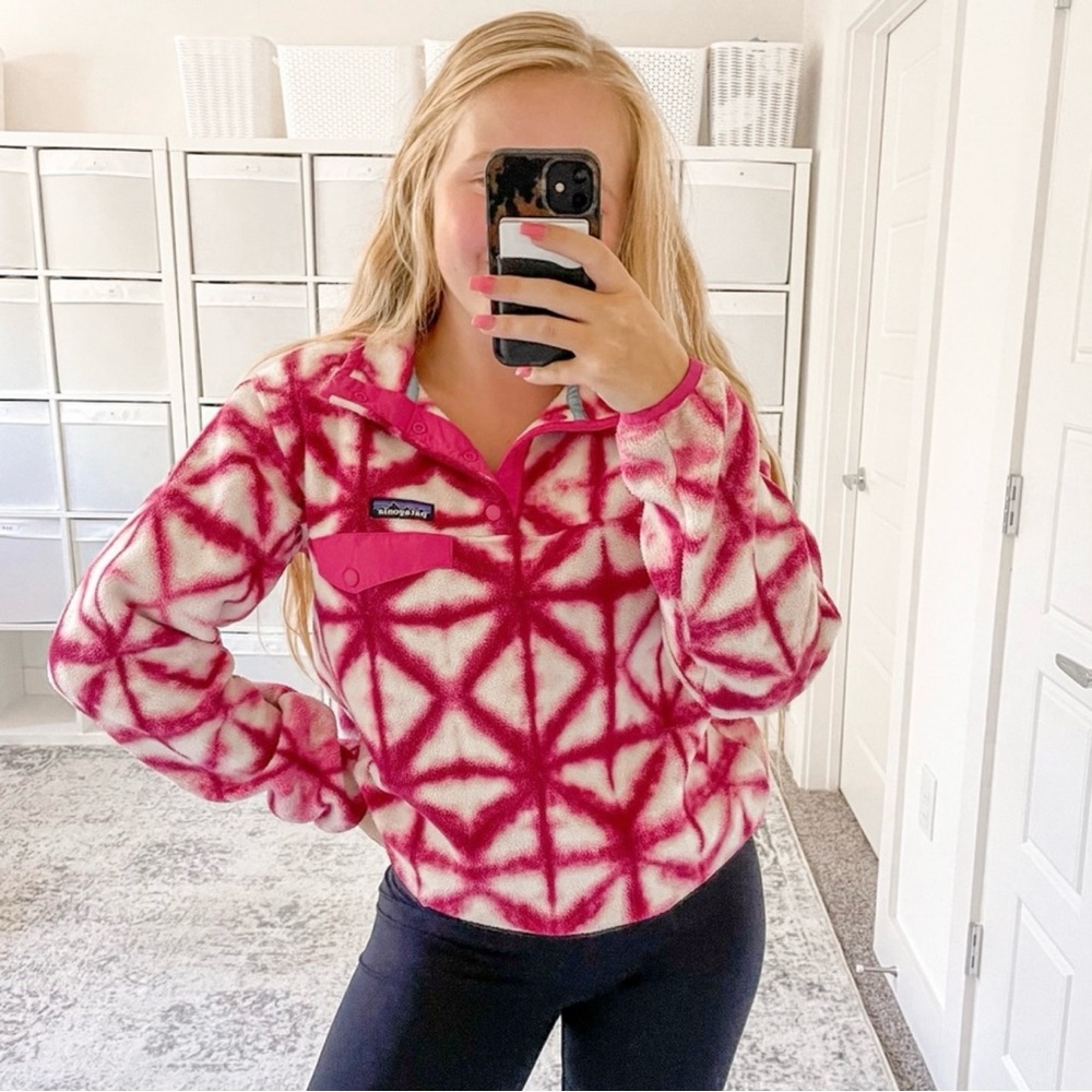 Patagonia Synchilla Fleece Jacket Pink Diamond Tie Dye Size Small